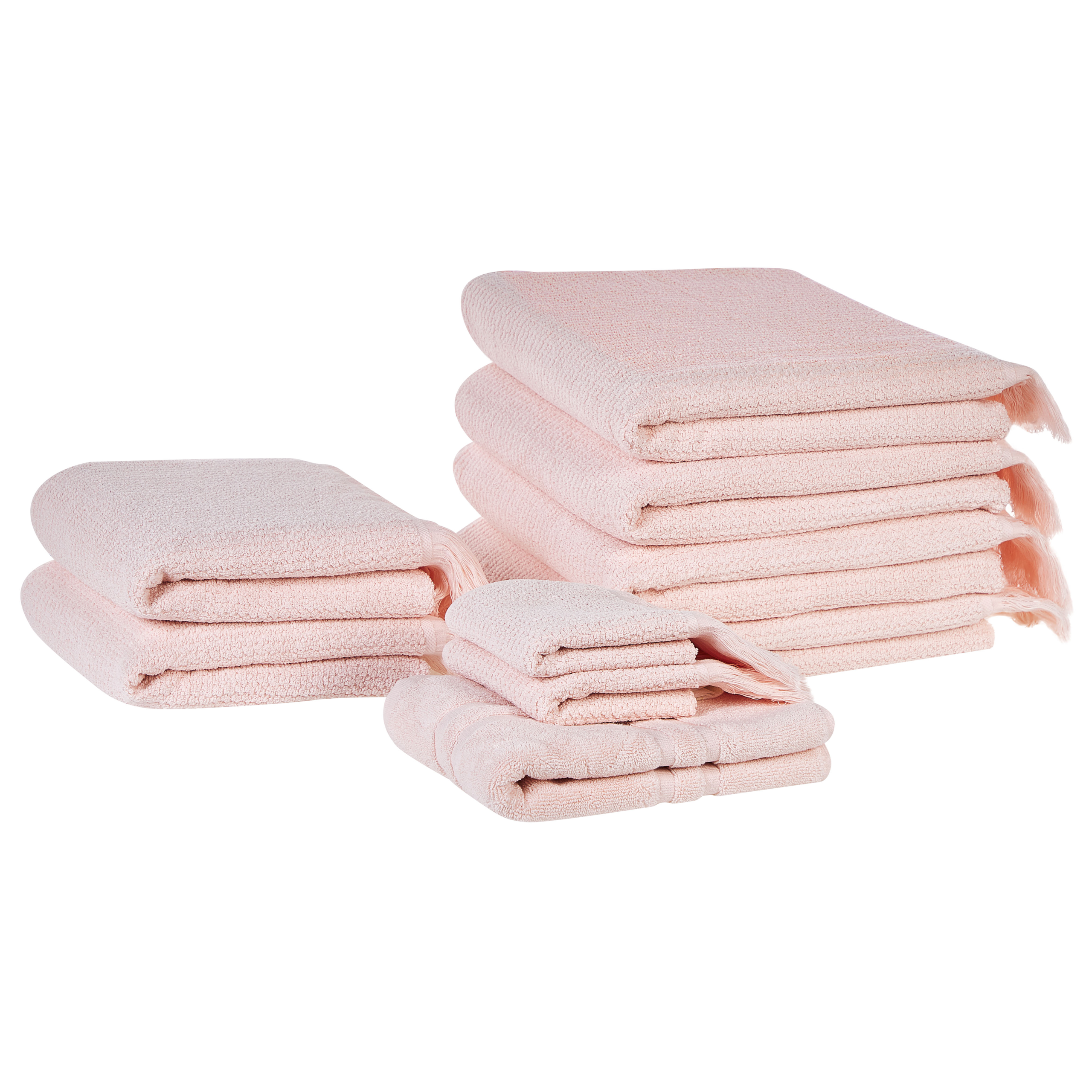 Set med 9 handdukar ATIU Bomullsfrotté Pastellrosa