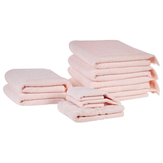 Set med 9 handdukar ATIU Bomullsfrotté Pastellrosa