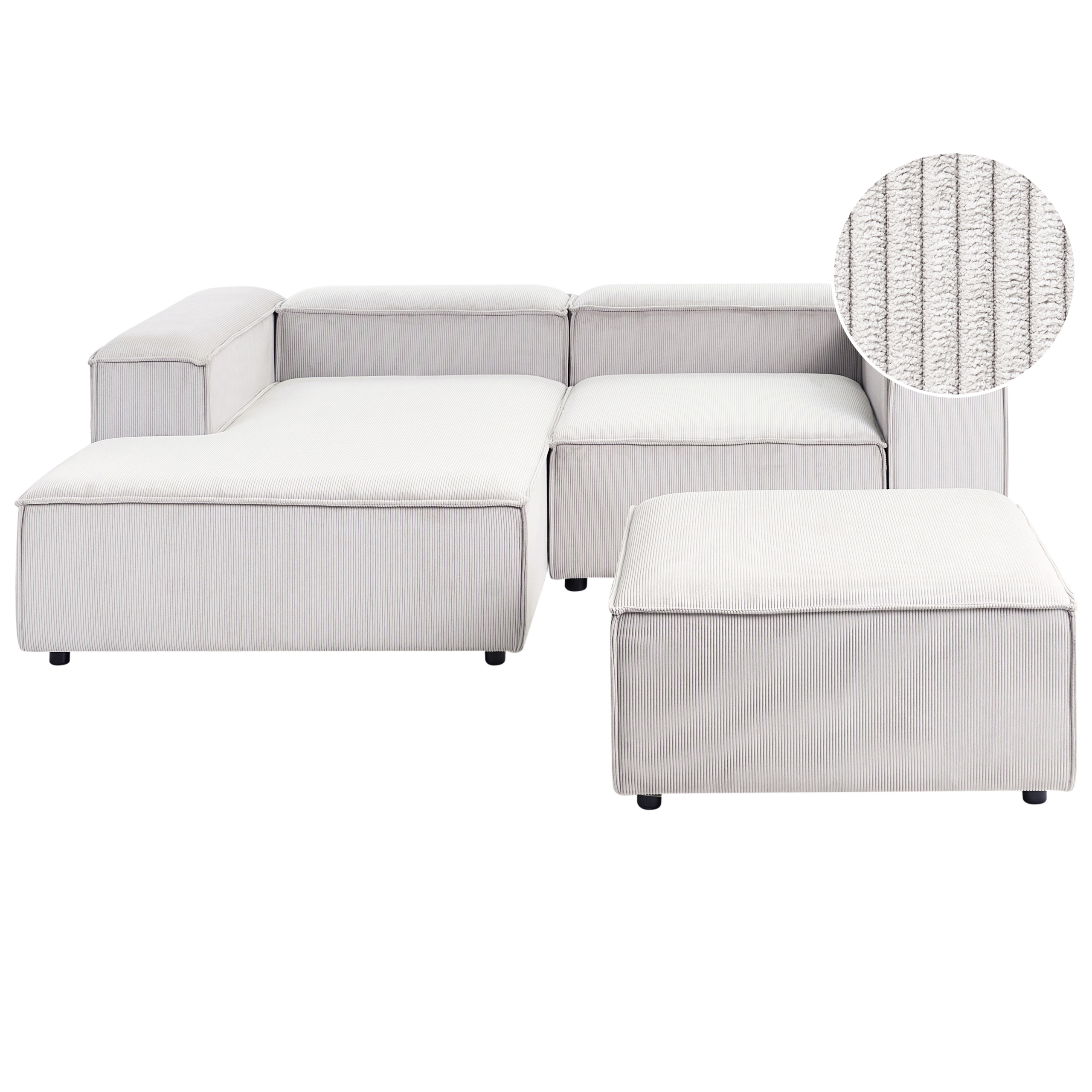 Modulär hörnsoffa 2-sits ARDAL med fotpall Manchester Off-White Högervänd