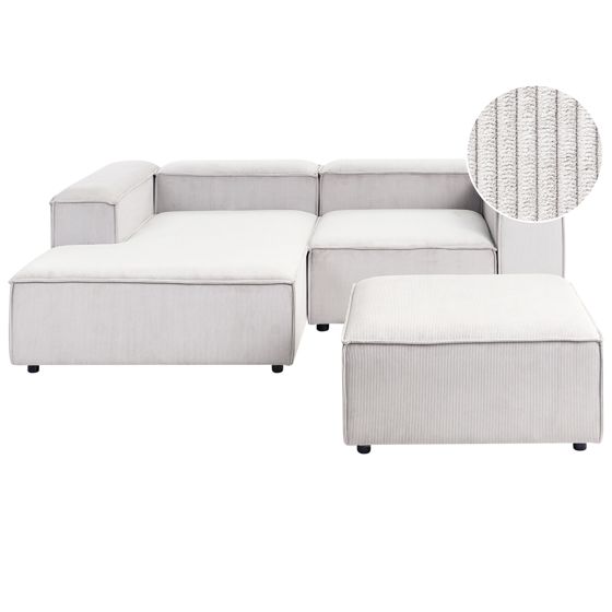 Modulär hörnsoffa 2-sits ARDAL med fotpall Manchester Off-White Högervänd