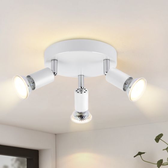 NETTLIFE LED - taklampa GU10 - 3 moderna runda takspotlights 350° takspotlights för kök, hall, sovrum