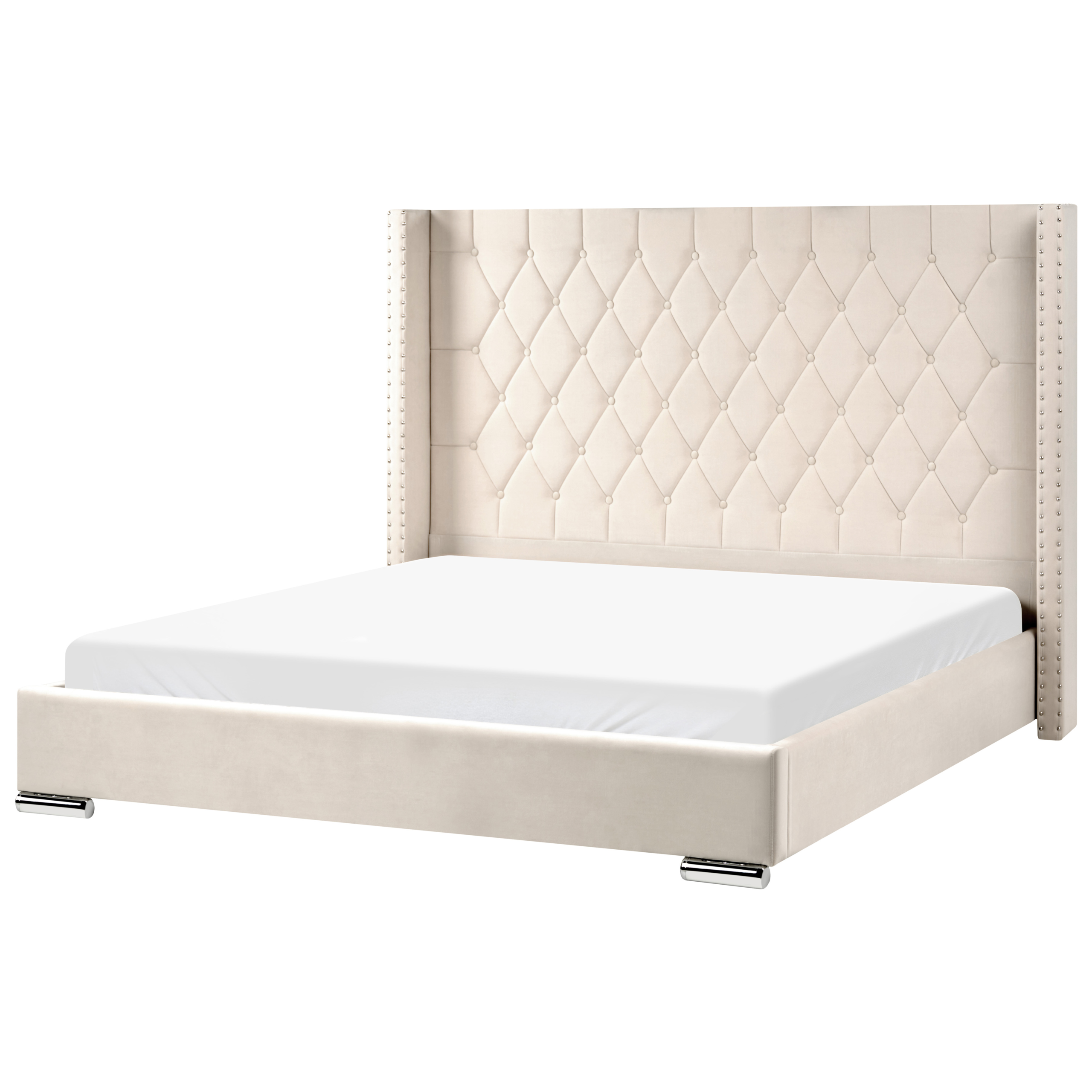 Säng med lamellram Sammet LUBBON 180 x 200 cm Off-White