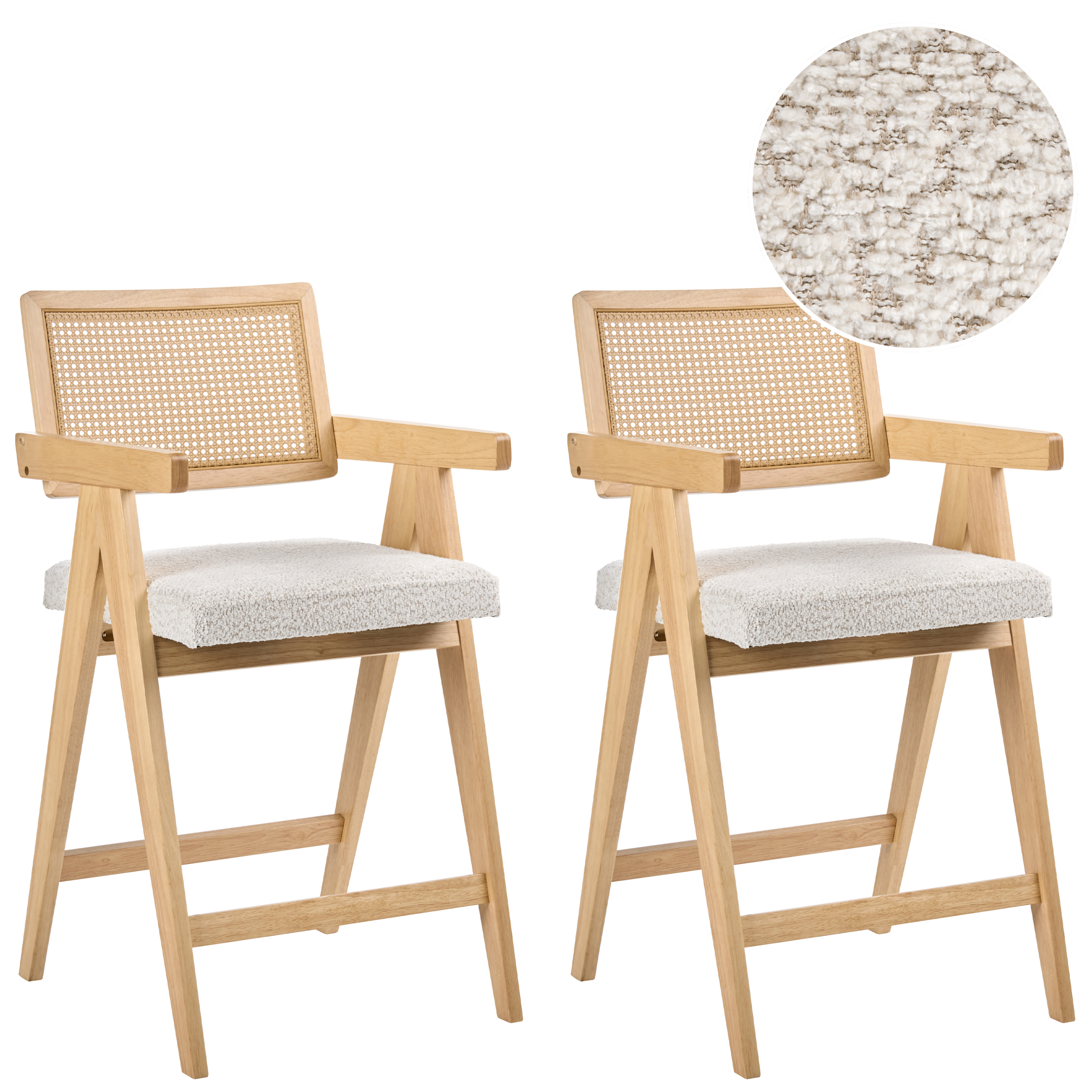 Set med 2 barstolar AVA Trä Ljusbrun/ Beige