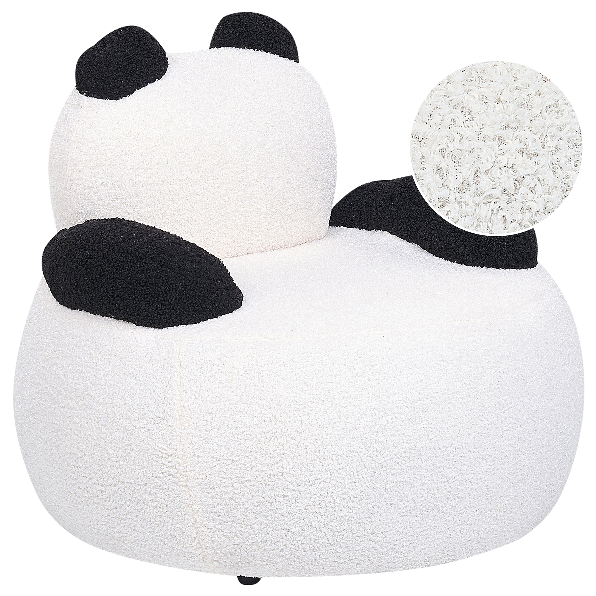 Barnfåtölj Panda VIBY Bouclé Vit