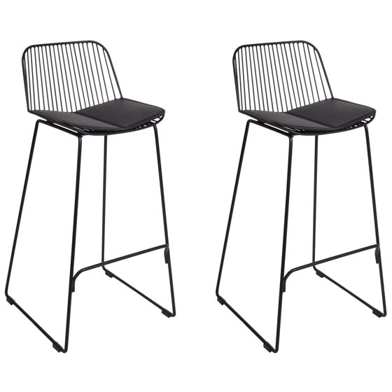 Set med 2 barstolar PENSACOLA Metall Svart