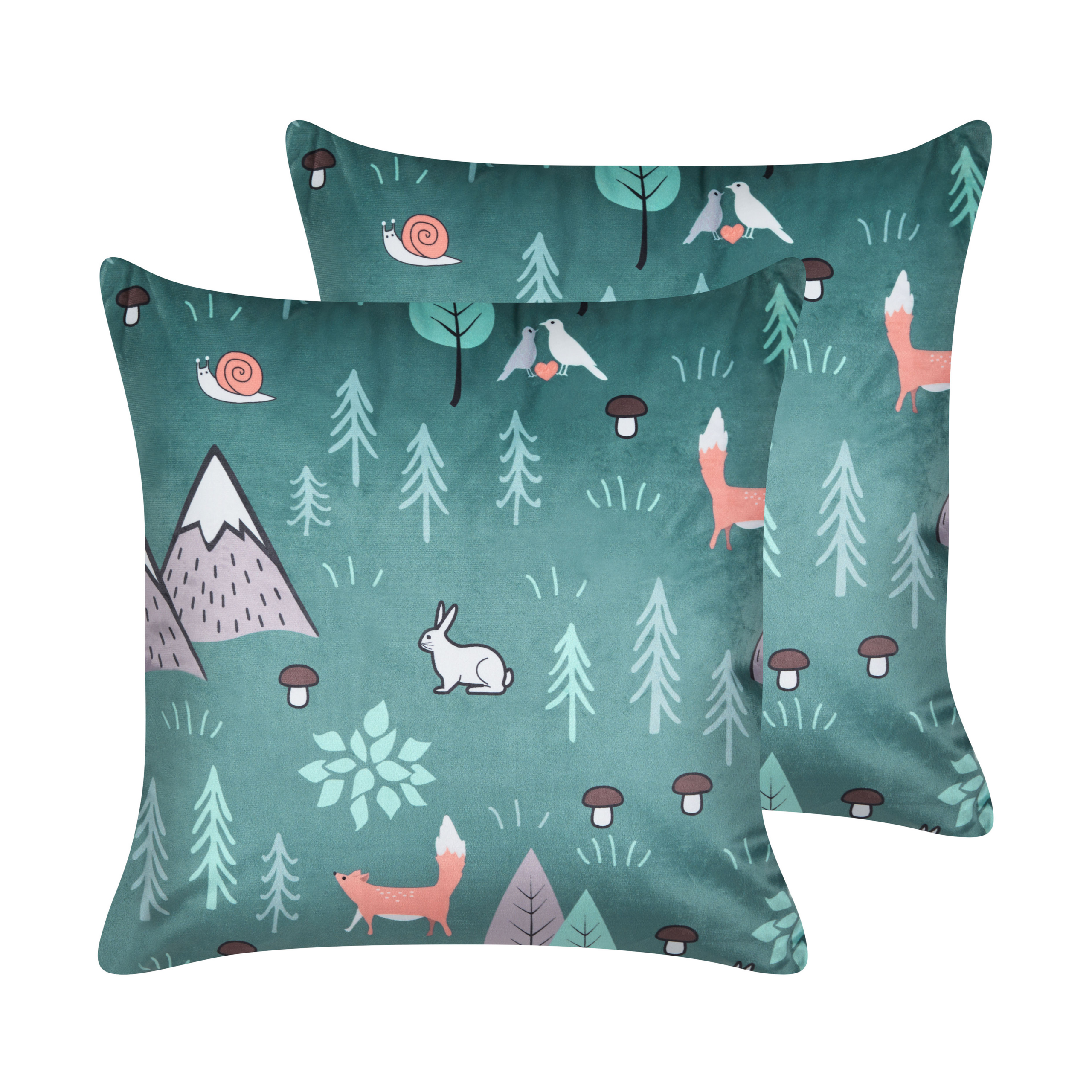 Set med 2 prydnadskuddar FOOTHILL 45 x 45 cm Sammet Mintgrön