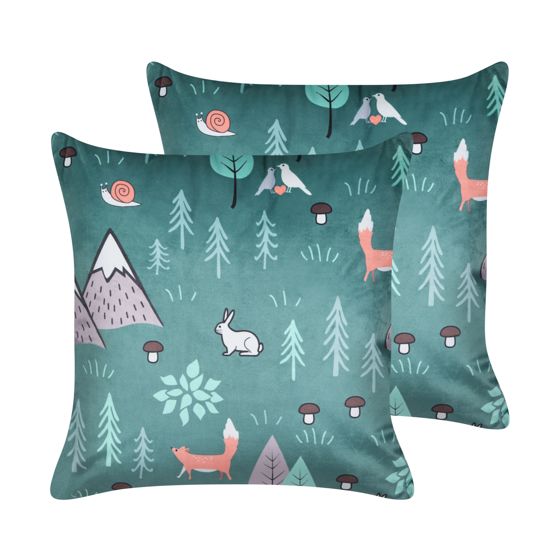 Set med 2 prydnadskuddar FOOTHILL 45 x 45 cm Sammet Mintgrön