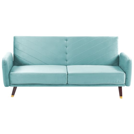 Bäddsoffa 3-sits SENJA Sammet Ljusblå