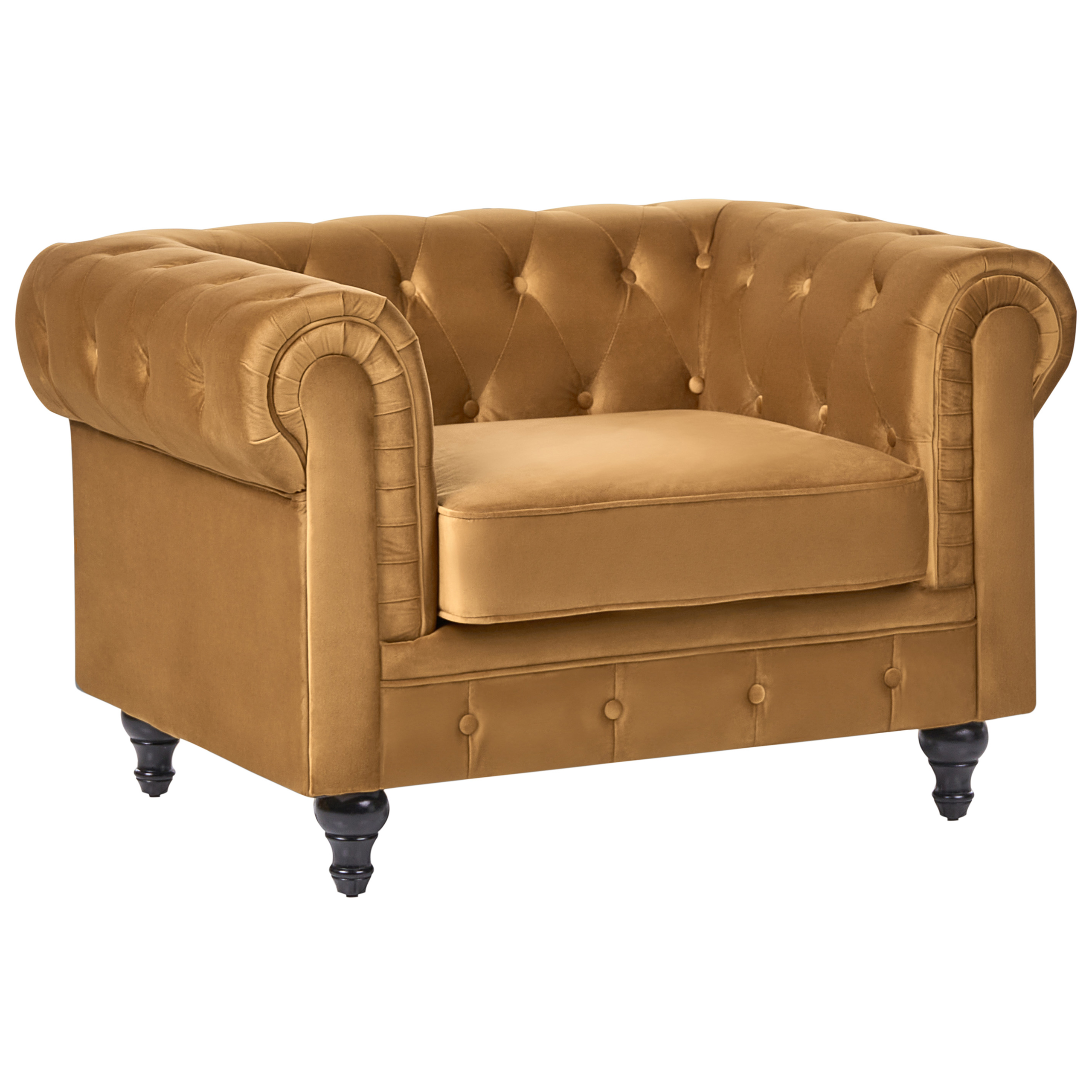 Fåtölj CHESTERFIELD Sammet Guld