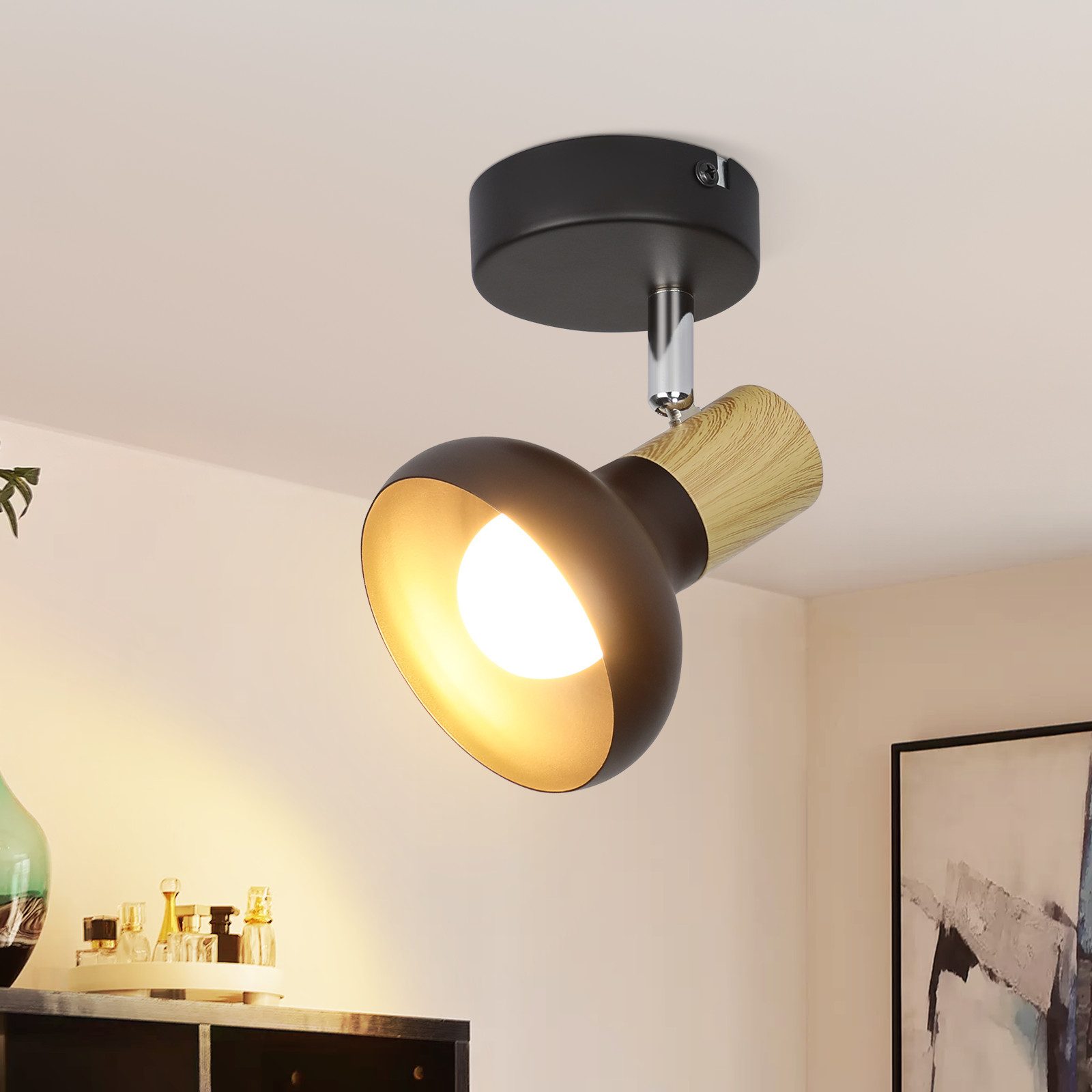 NETTLIFE Vintage - takspotlight E14 Industrial - järnskärm Roterande spotlight för sovrum, hall, vardagsrum