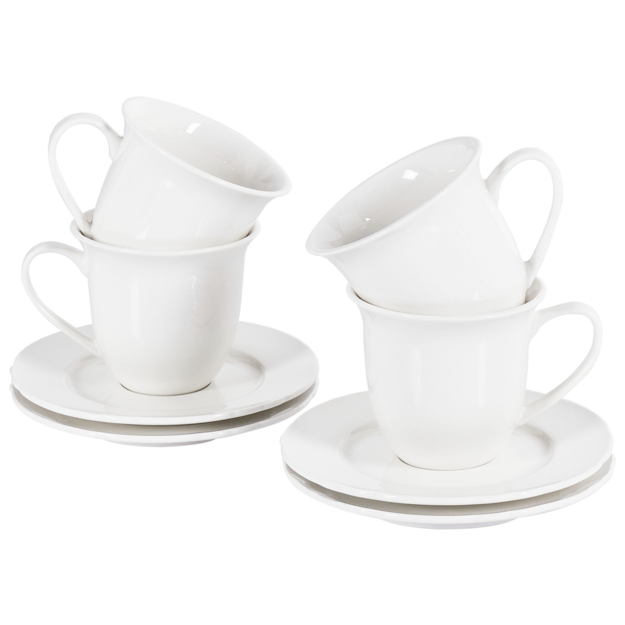 Set med 4 koppar med fat ELDERBERRY Porslin Vit