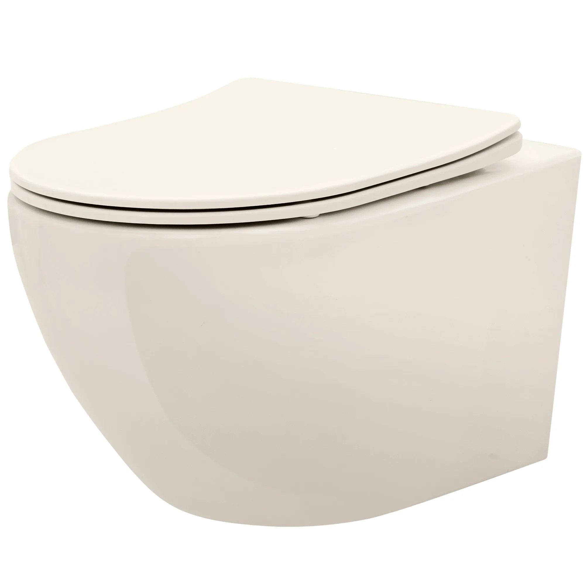 REA Vägghängd Toalettstol CARLO MINI RIMLESS Beige, 49,5x37x32cm