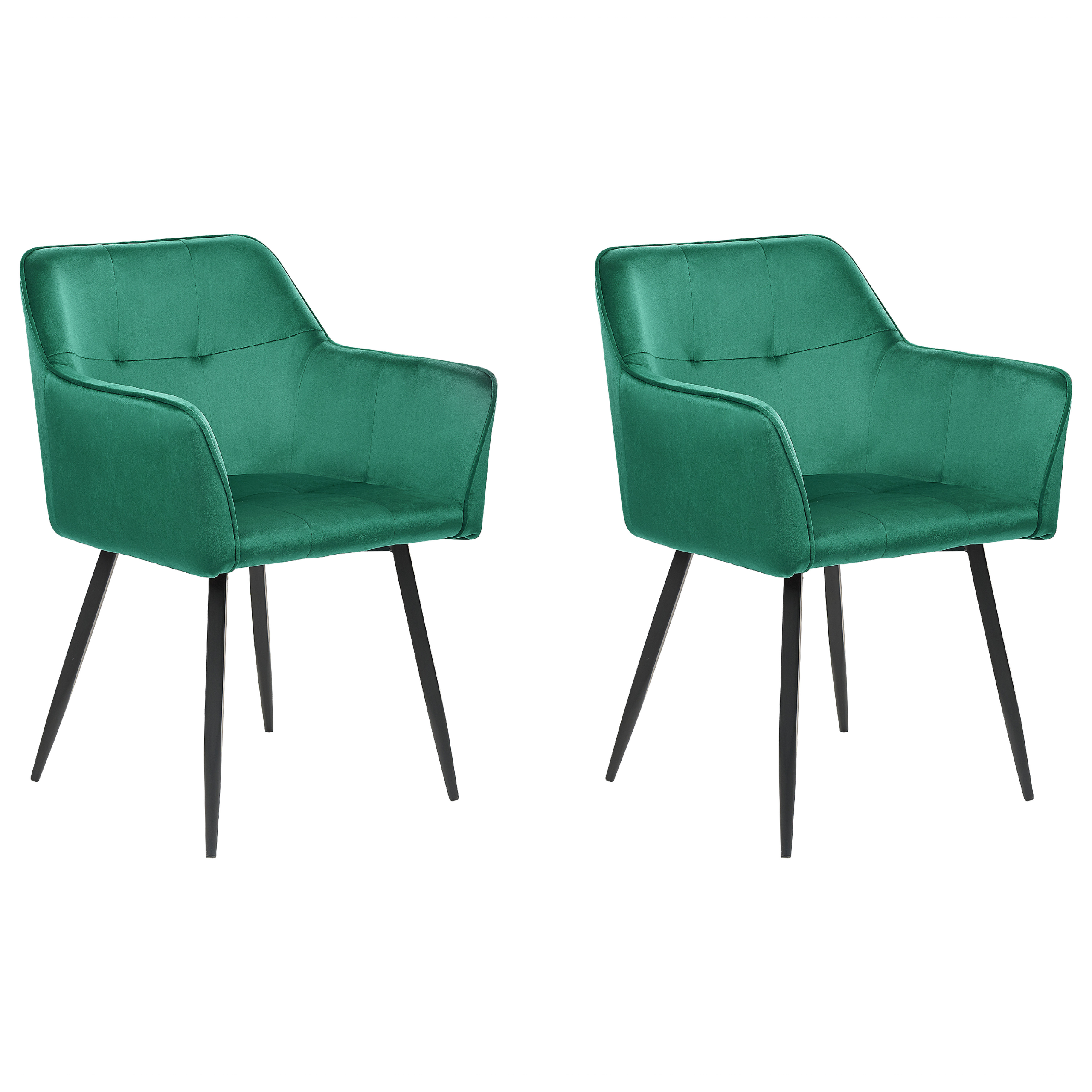Set med 2 matstolar JASMIN Sammet Smaragdgrön