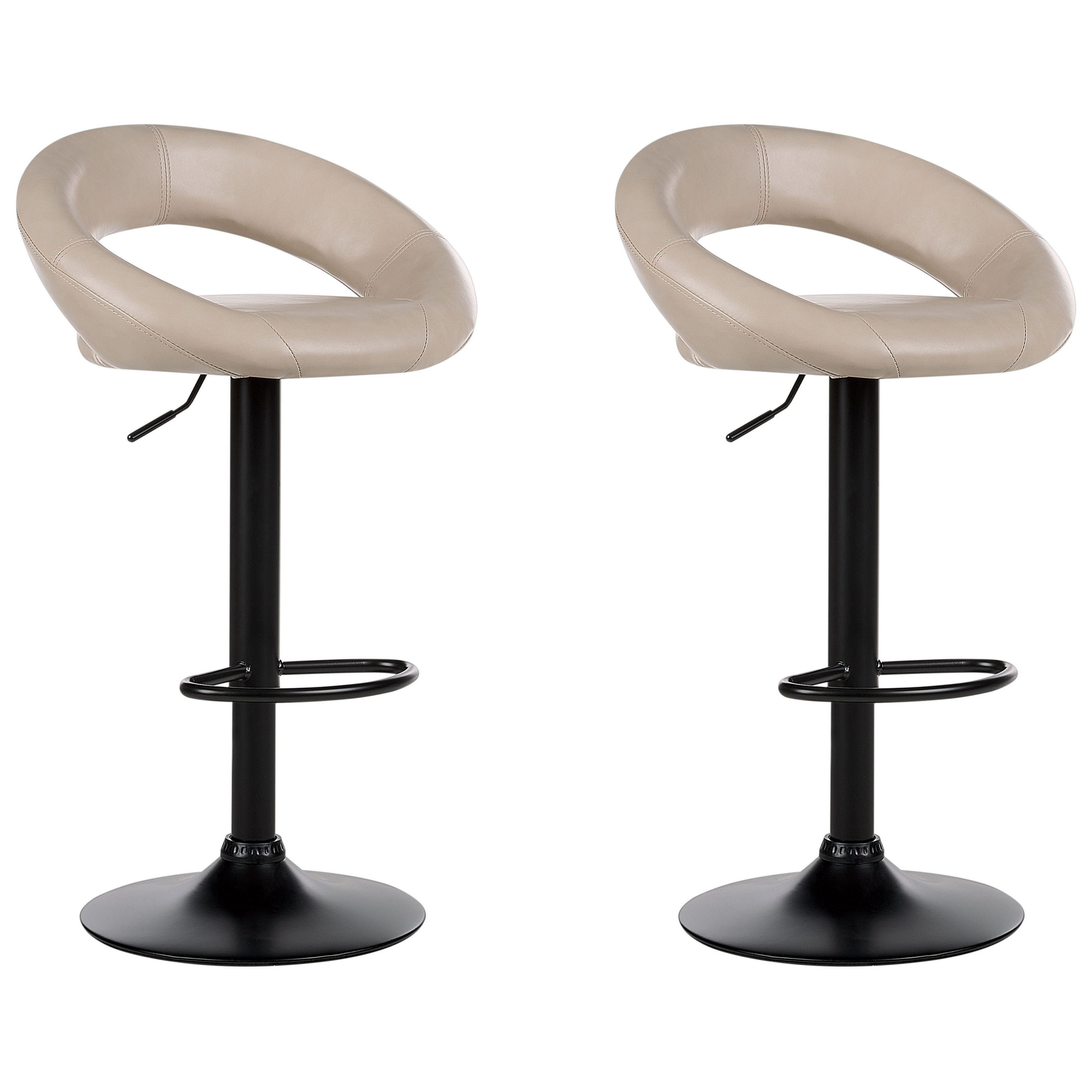 Set med 2 barstolar PEORIA Vridbar Konstläder Ljusbeige