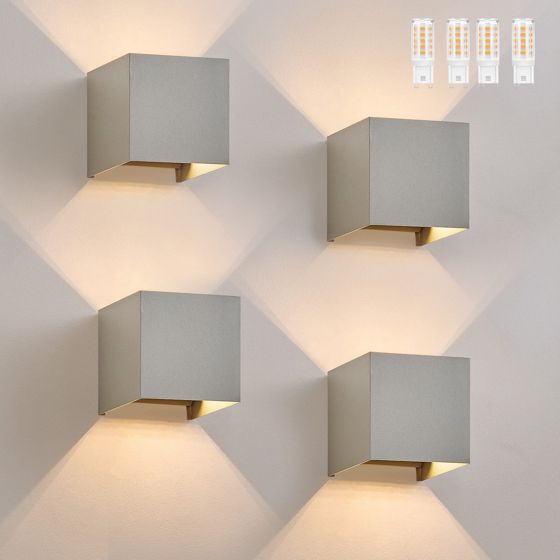NETTLIFE 4 LED - utomhusvägglampset, varmvit IP65, antracit, för hemmet, trapphus