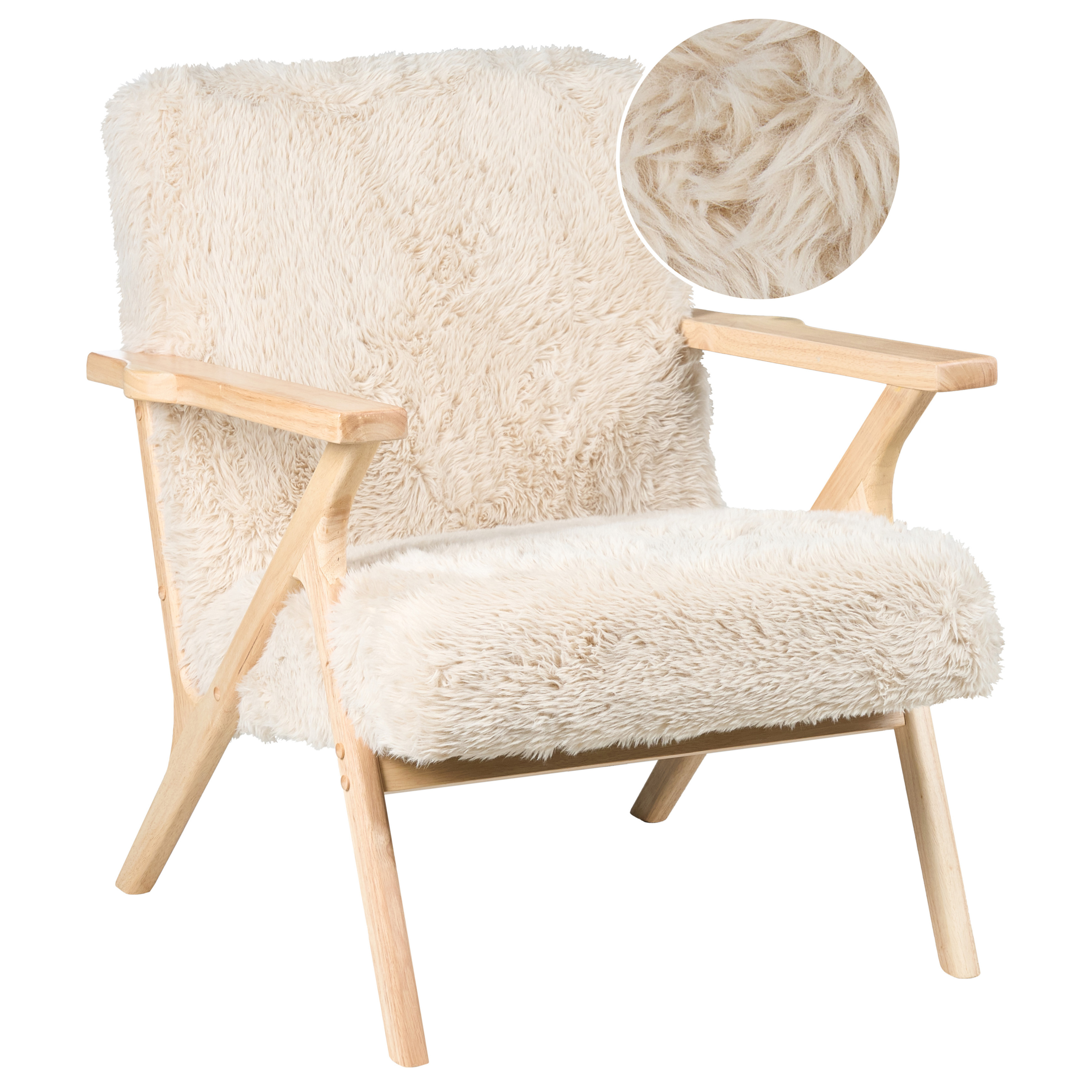 Fåtölj KISA Fuskpäls Ljusbeige