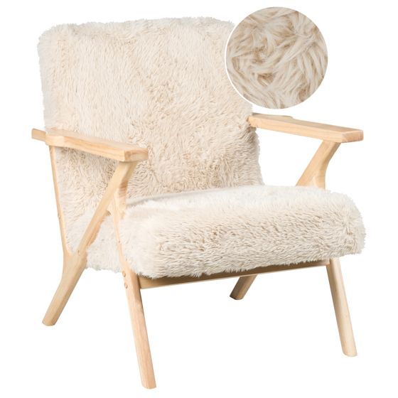 Fåtölj KISA Fuskpäls Ljusbeige