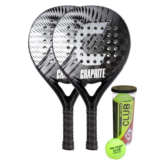 Core padelracket graphite PRO set, 2 racketar och bollar