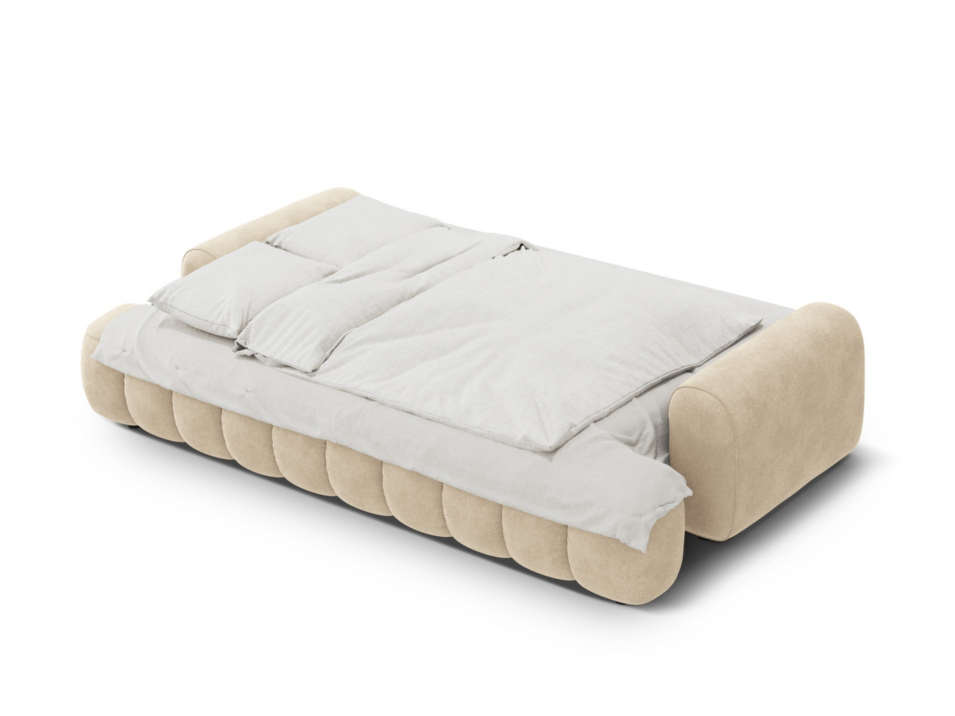 Cosmopolitan Design sammetsbäddsoffa med förvaring, "Linz", 4-sits, 250 × 100 × 84 cm, Vogue, svarta plastben
