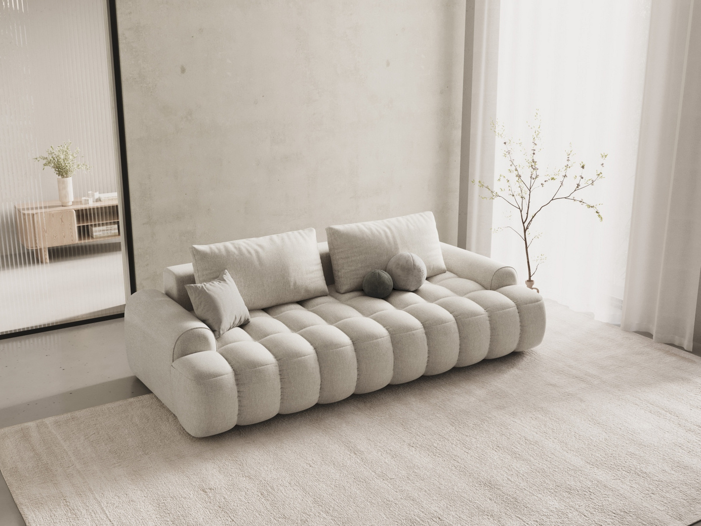 Cosmopolitan Design bäddsoffa med förvaring, "Linz", 4-sits, 250 × 100 × 84 cm, Sorella, svarta plastben
