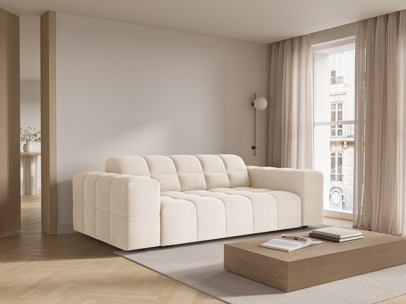 Cosmopolitan Design soffa, "Chicago", 2-sits, 178 × 102 × 78 cm, Haga, svarta plastben