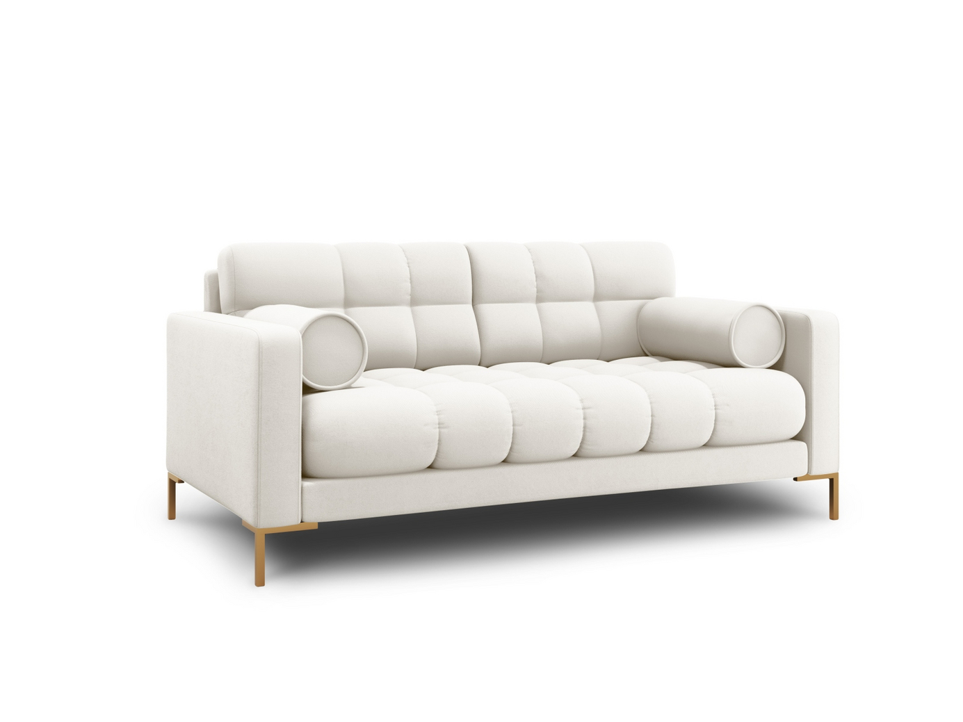 Cosmopolitan Design soffa, "Bali", 2-sits, 152 × 96 × 75 cm, Neve, guldfärgade metallben