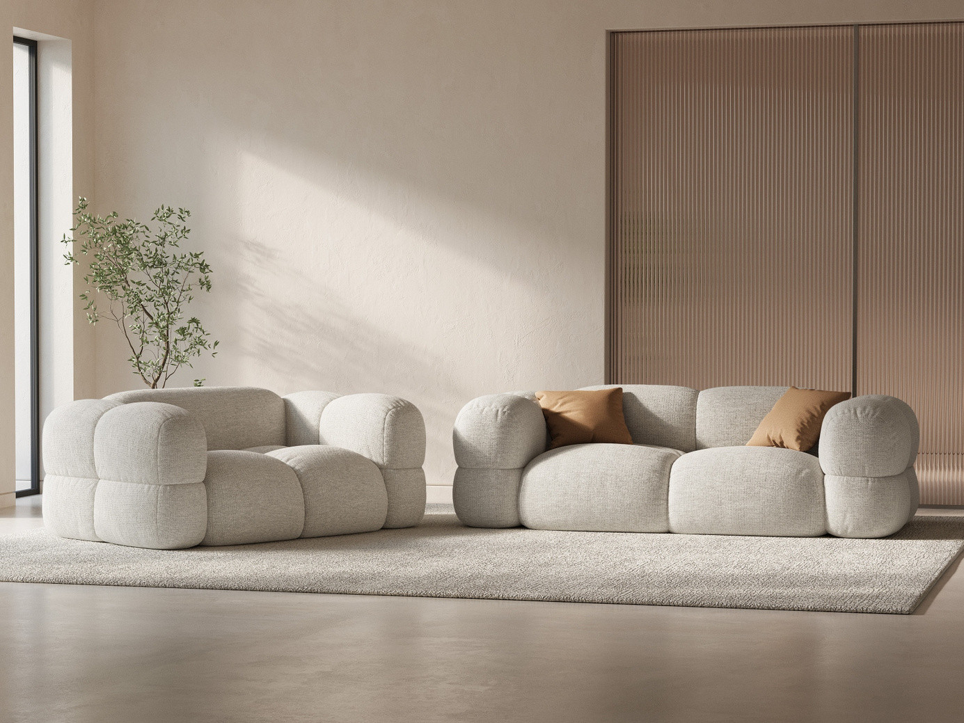 Cosmopolitan Design soffa, "Loretto", 2-sits, 180 × 100 × 68 cm, Sorella, svarta plastben