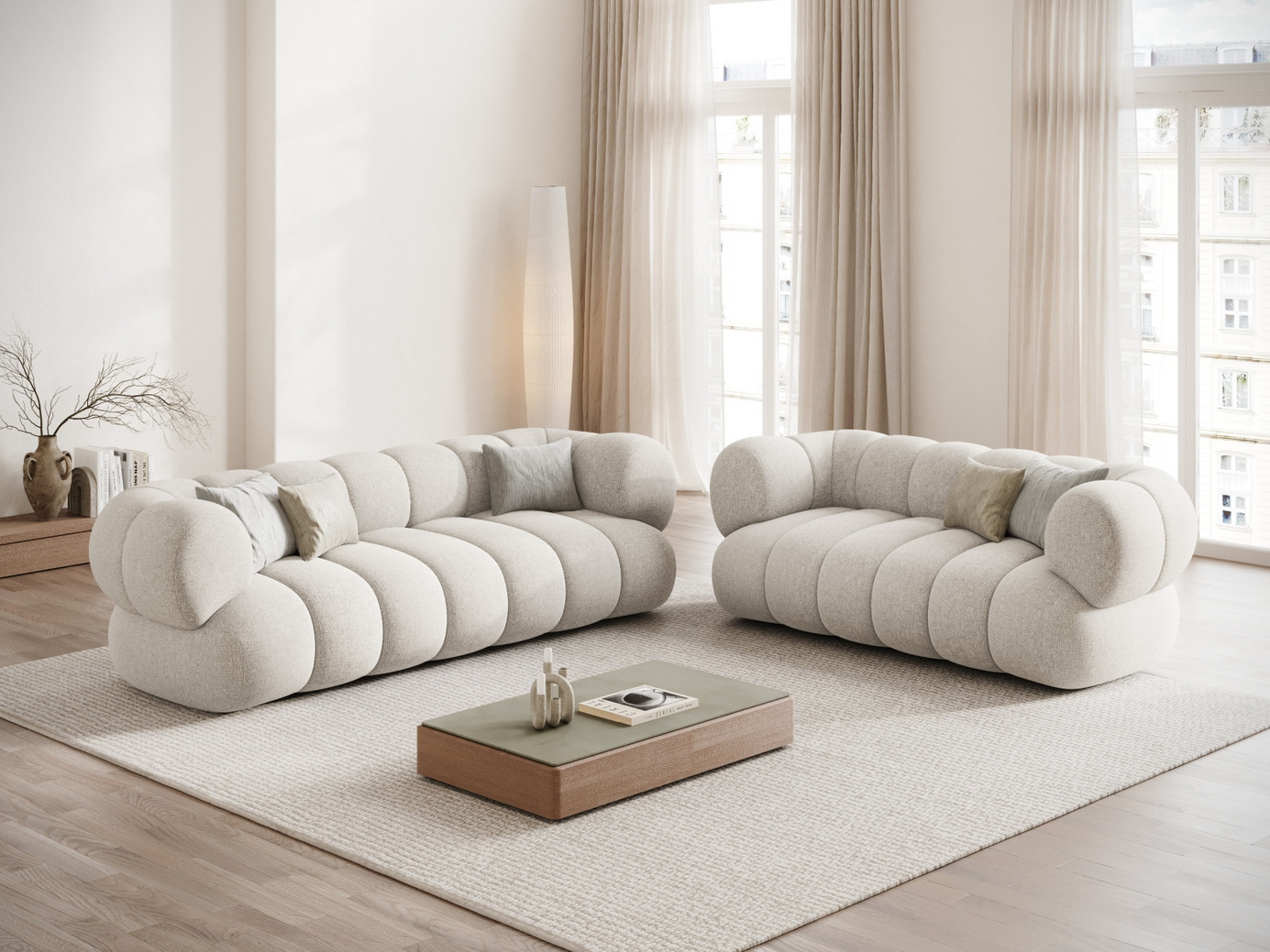 Cosmopolitan Design soffa, "Koge", 2-sits, 180 × 95 × 70 cm, Eden 10, svarta plastben