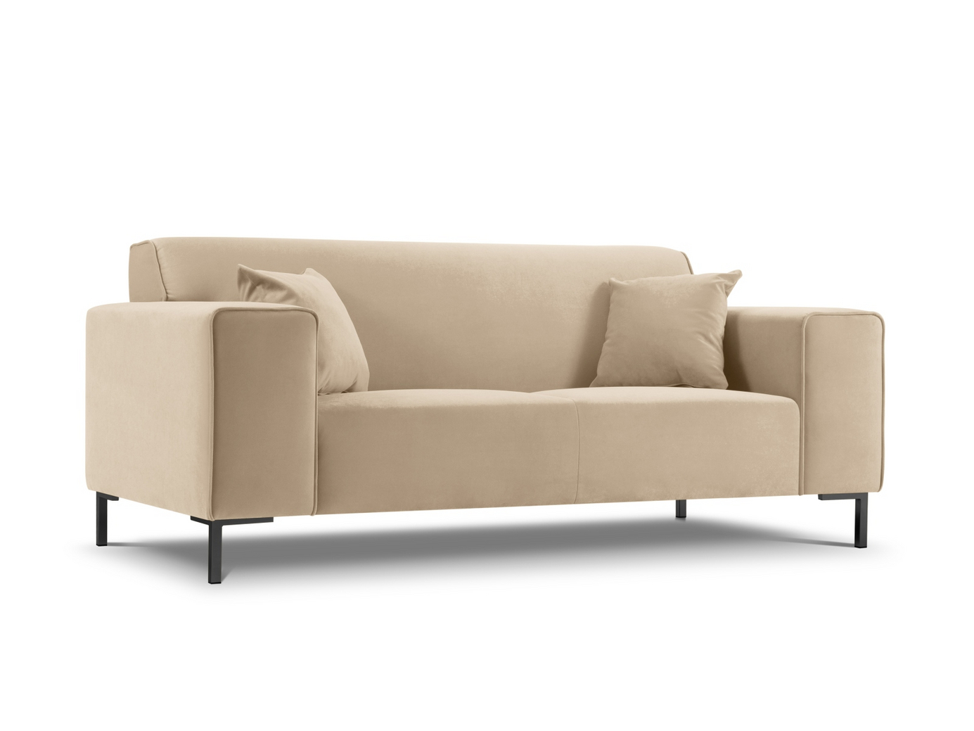 Cosmopolitan Design sammetssoffa, "Siena", 2-sits, 174 × 92 × 69 cm, Salvador, svarta plastben