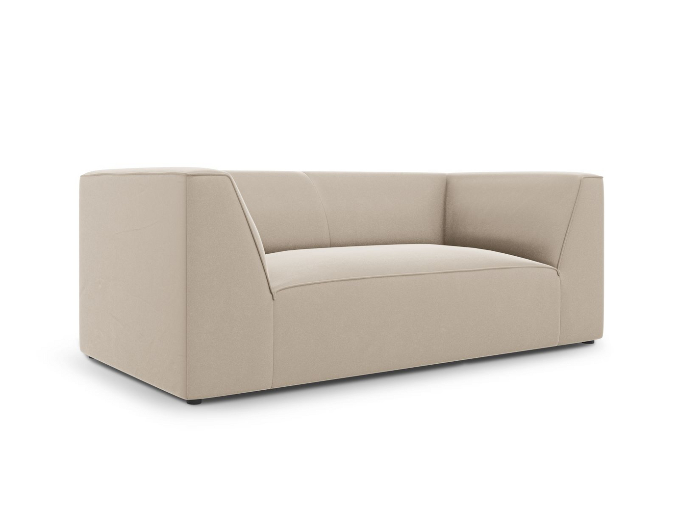 Cosmopolitan Design sammetssoffa, "Siena", 2-sits, 174 × 92 × 69 cm, Salvador, svarta plastben
