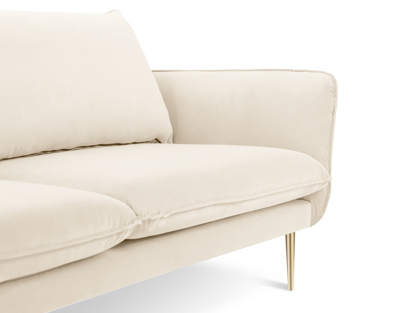 Cosmopolitan Design sammetssoffa, "Vienna", 2-sits, 160 × 92 × 95 cm, Bluvel, guldfärgade metallben