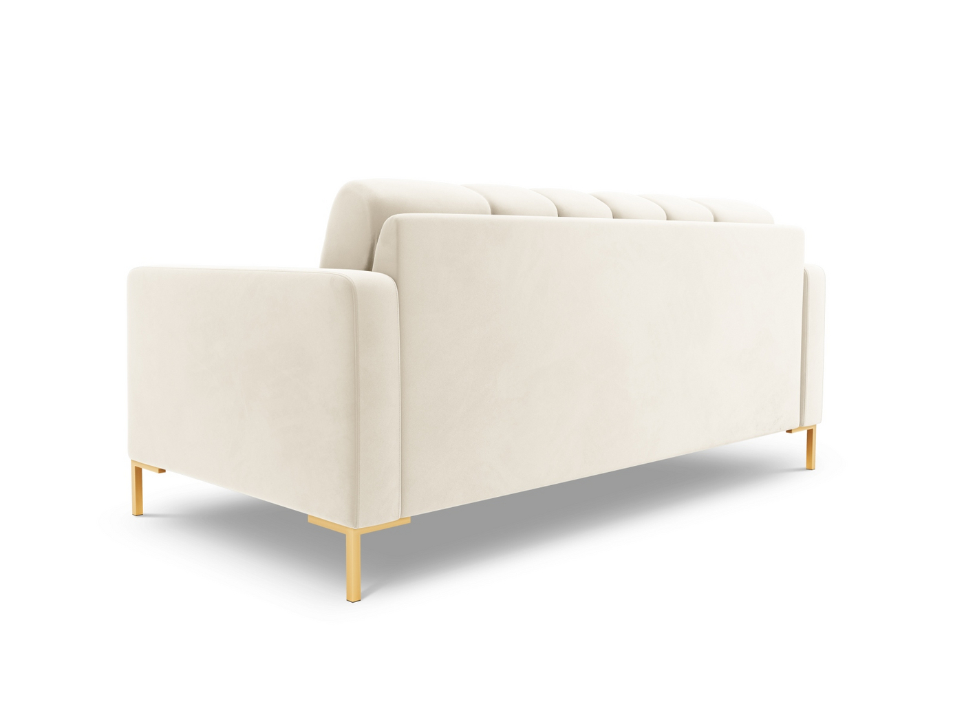 Cosmopolitan Design sammetssoffa, "Bali", 2-sits, 152 × 96 × 75 cm, Bluvel, guldfärgade metallben