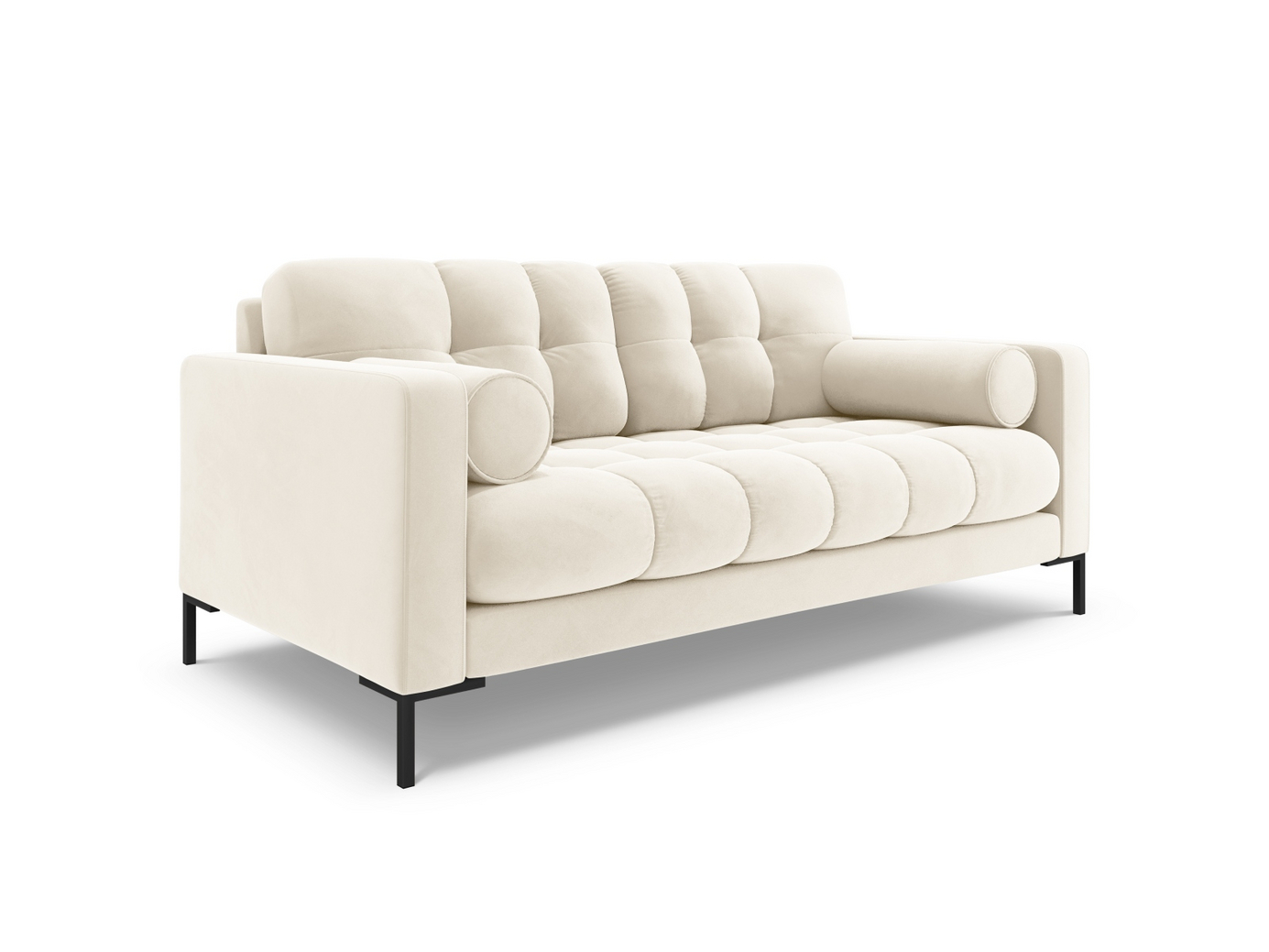 Cosmopolitan Design sammetssoffa, "Bali", 2-sits, 152 × 96 × 75 cm, Bluvel, svarta metallben