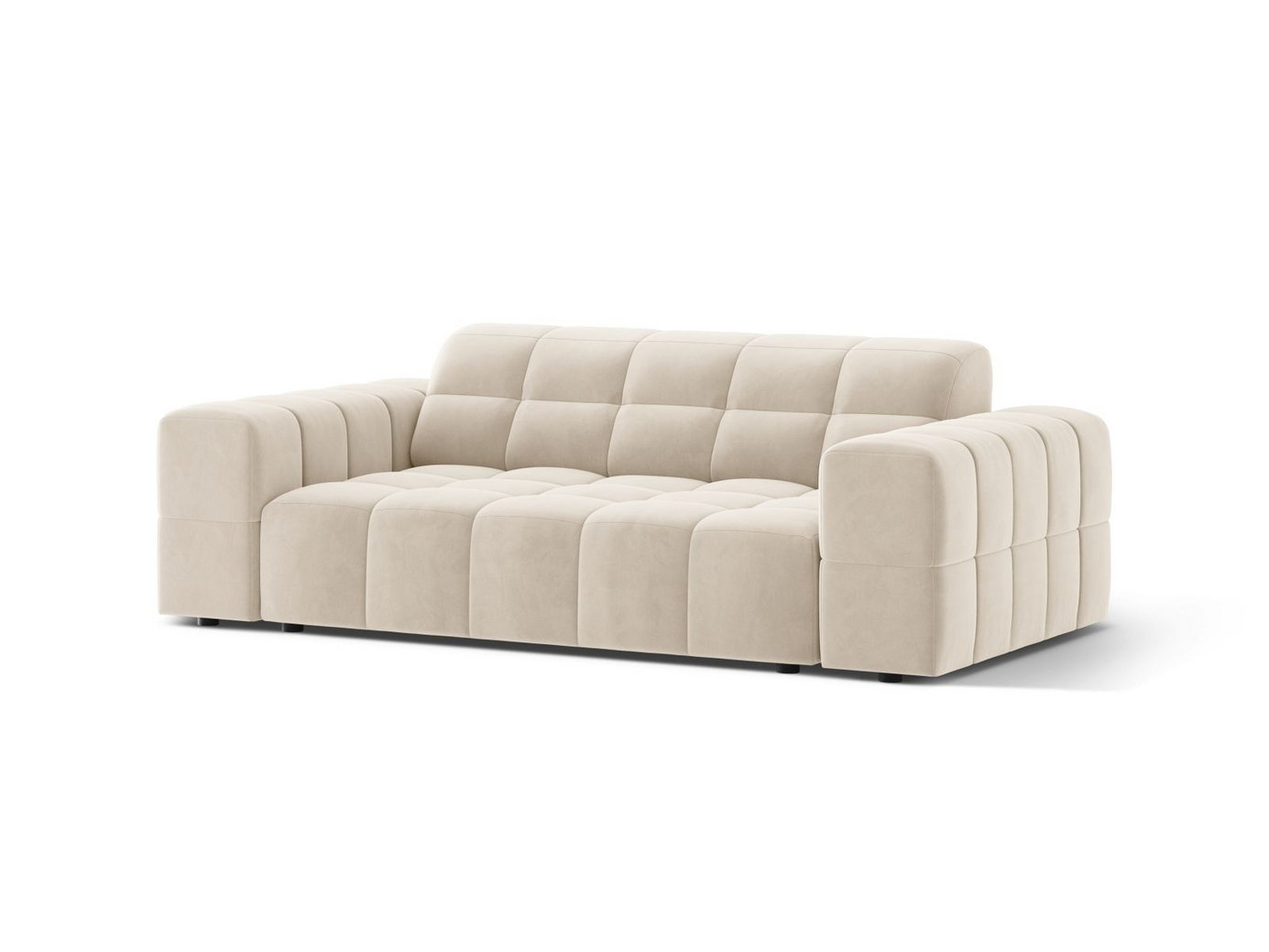 Cosmopolitan Design sammetssoffa, "Chicago", 2-sits, 178 × 102 × 78 cm, Bluvel, svarta plastben
