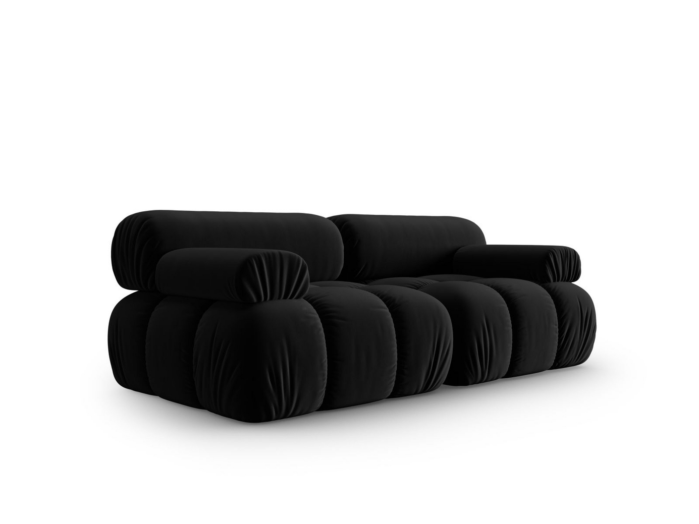 Cosmopolitan Design sammetsmodulsoffa, "Cortina", 2-sits, 188 × 94 × 70 cm, Bluvel, svarta plastben