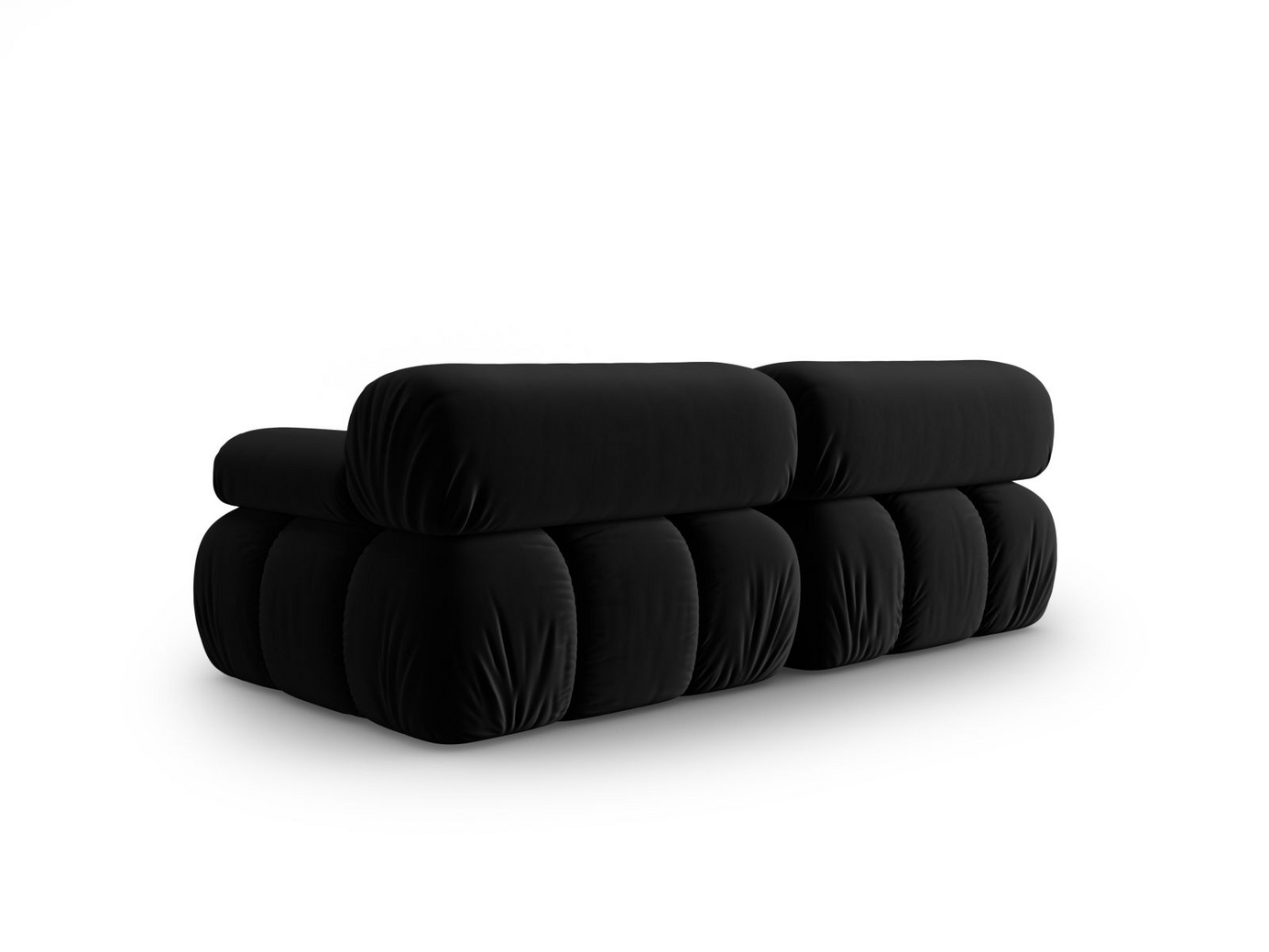Cosmopolitan Design sammetsmodulsoffa, "Cortina", 2-sits, 188 × 94 × 70 cm, Bluvel, svarta plastben