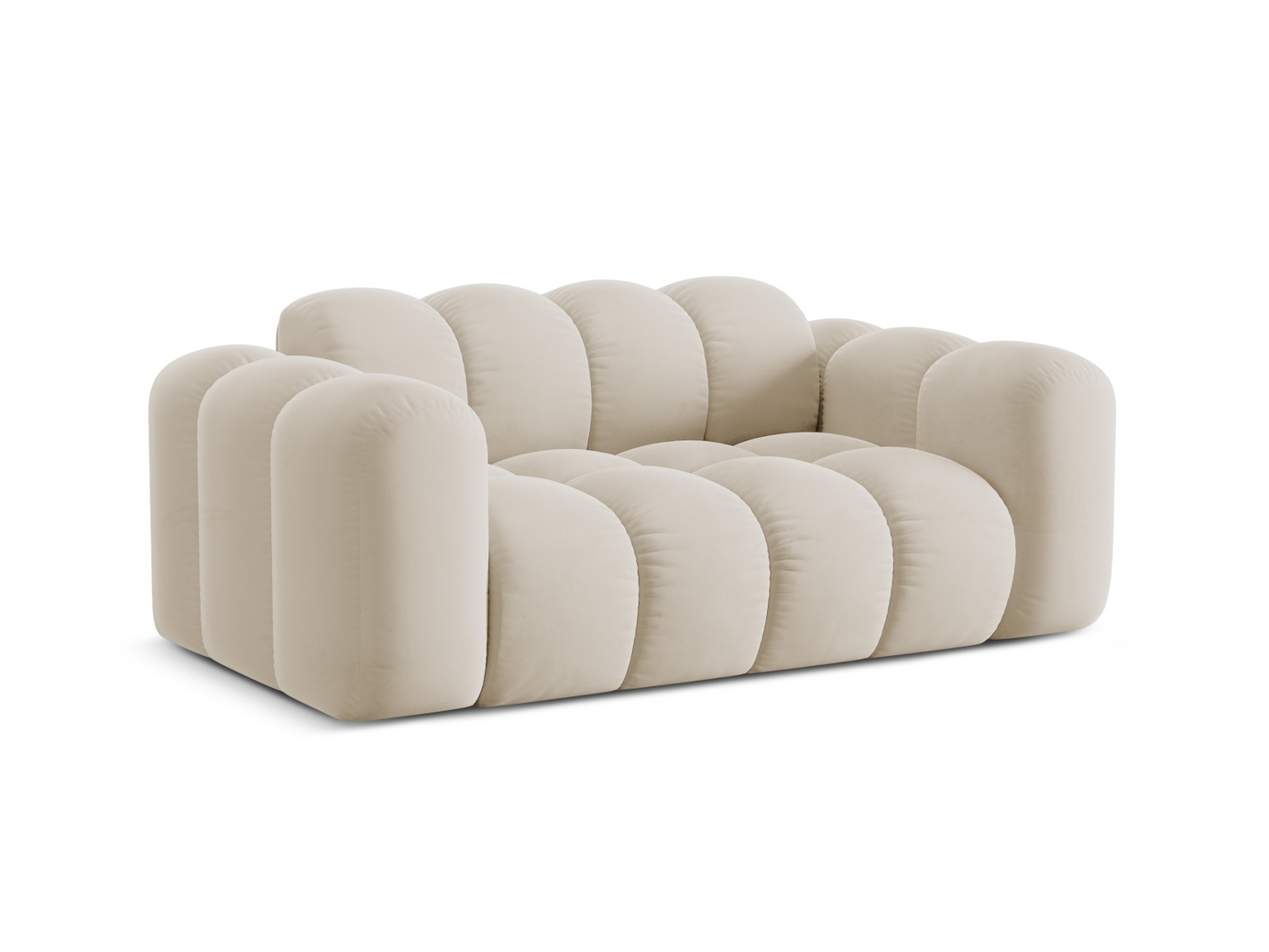 Cosmopolitan Design sammetssoffa, "Treno", 2-sits, 180 × 94 × 70 cm, Bluvel, svarta plastben