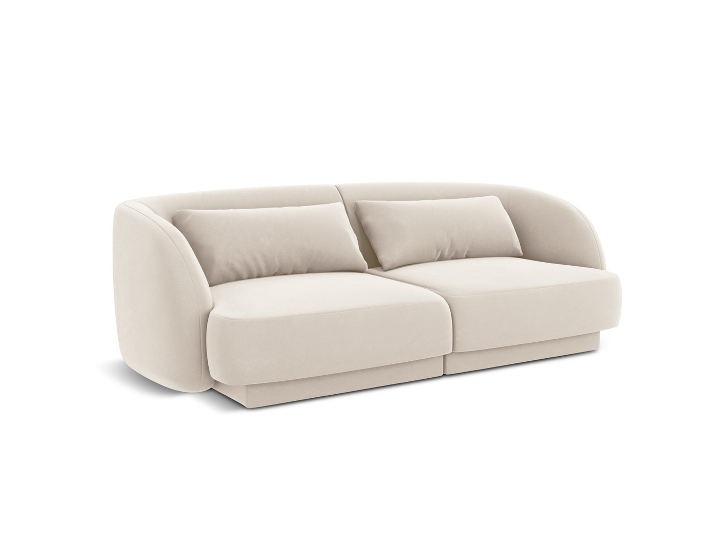 Cosmopolitan Design sammetssoffa, "Tulum", 2-sits, 180 × 90 × 70 cm, Bluvel, svarta plastben