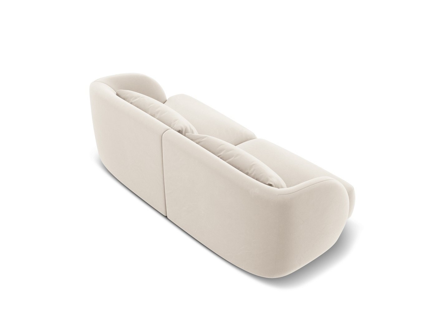 Cosmopolitan Design sammetssoffa, "Tulum", 2-sits, 180 × 90 × 70 cm, Bluvel, svarta plastben