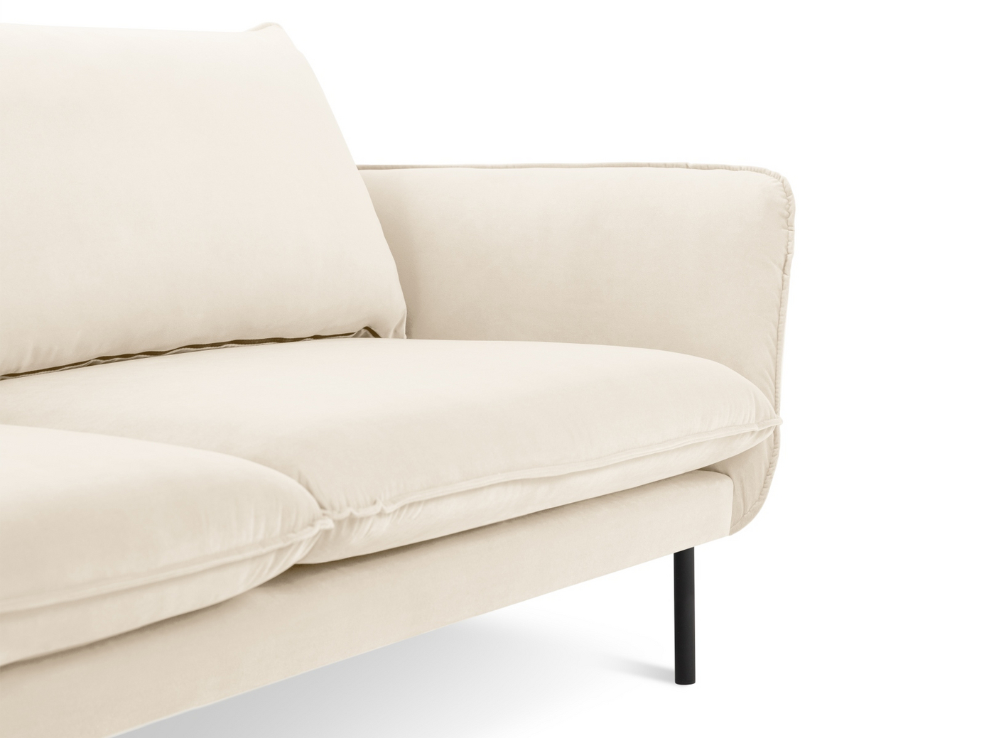 Cosmopolitan Design sammetssoffa, "Vienna", 2-sits, 160 × 92 × 95 cm, Bluvel, svarta metallben