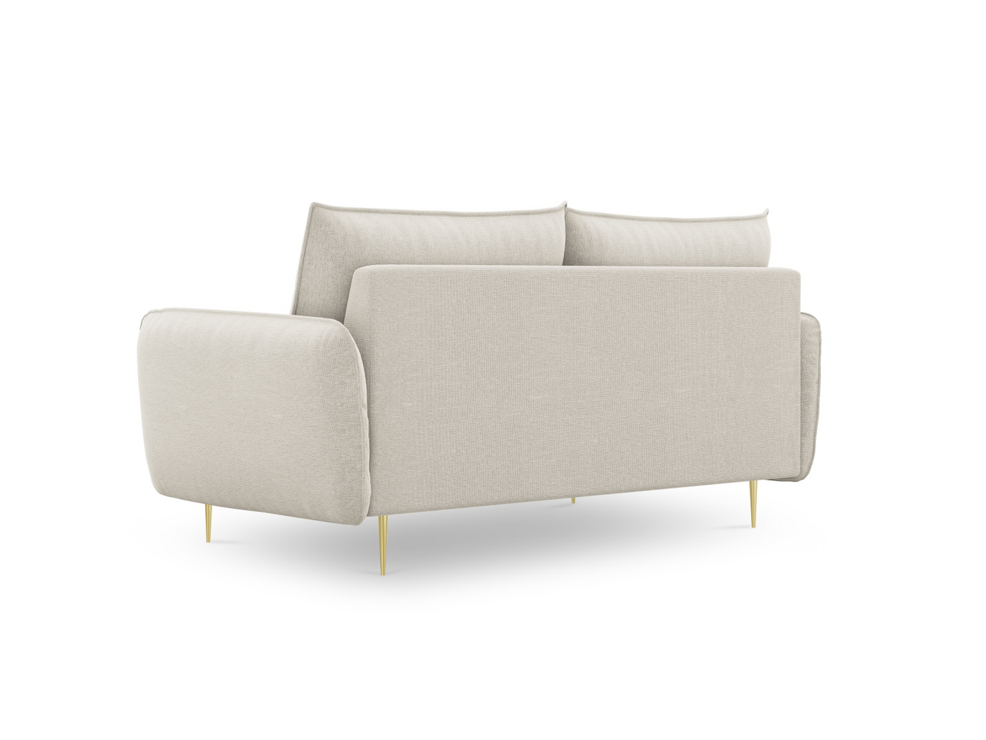 Cosmopolitan Design soffa, "Vienna", 2-sits, 160 × 92 × 95 cm, Positano, guldfärgade metallben