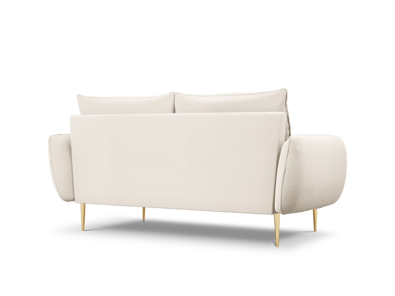 Cosmopolitan Design bouclésoffa, "Vienna", 2-sits, 160 × 92 × 95 cm, Ascot, guldfärgade metallben