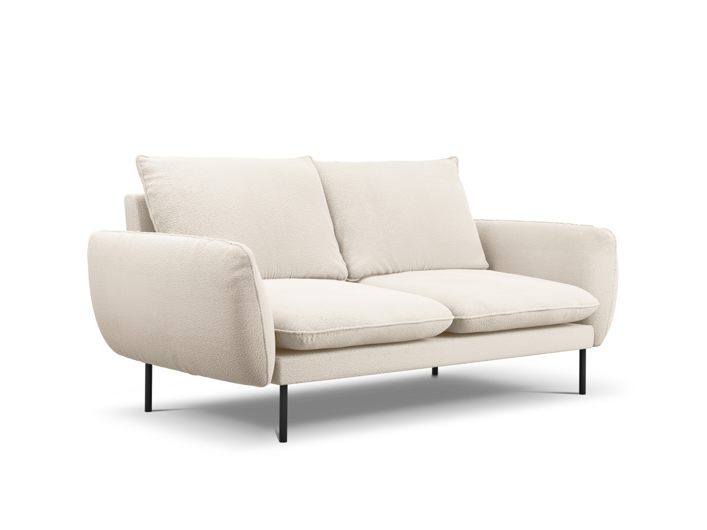 Cosmopolitan Design bouclésoffa, "Vienna", 2-sits, 160 × 92 × 95 cm, Ascot, svarta metallben