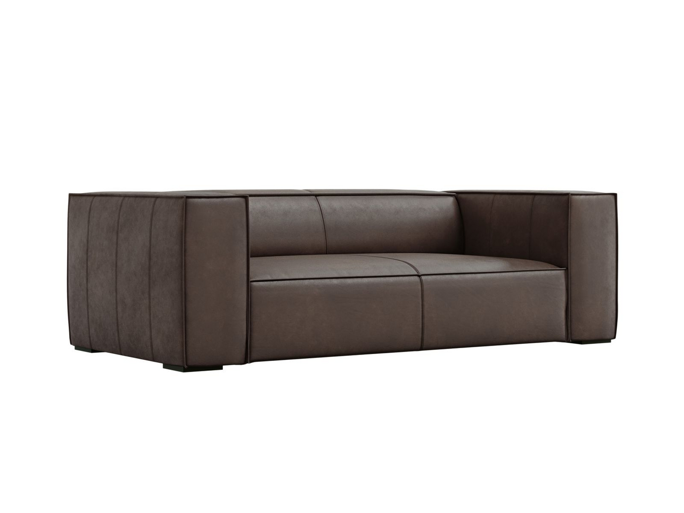 Cosmopolitan Design äkta läder soffa, "Turin", 2-sits, 212 × 100 × 68 cm, Granada, ben i svart bok