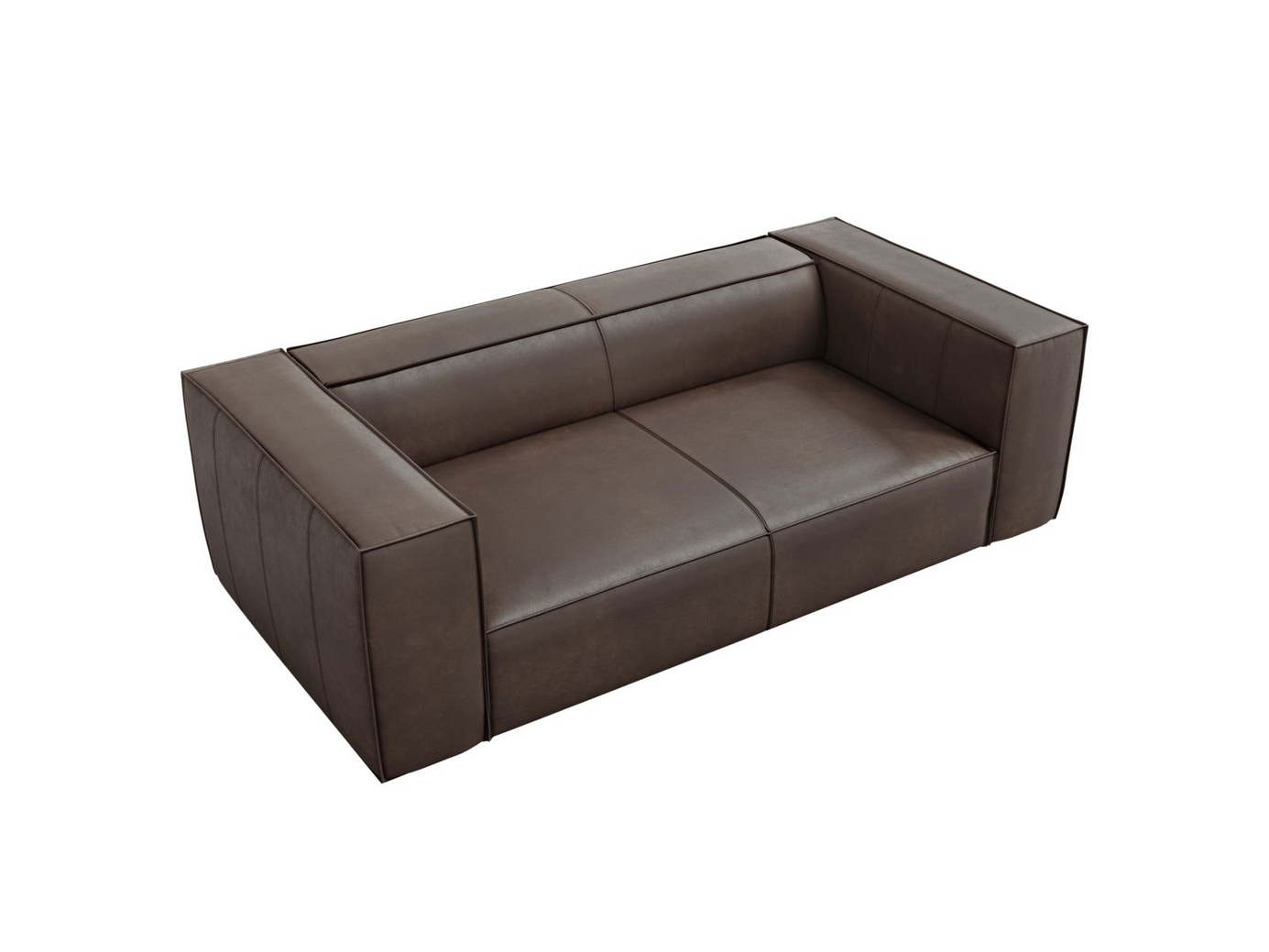 Cosmopolitan Design äkta läder soffa, "Turin", 2-sits, 212 × 100 × 68 cm, Granada, ben i svart bok