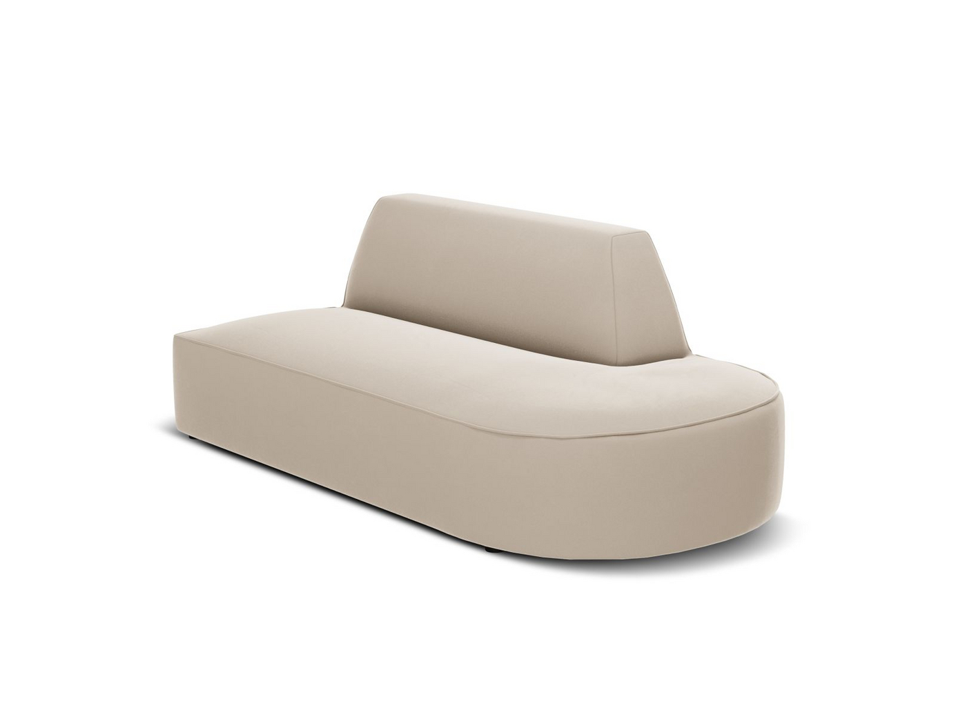 Cosmopolitan Design högervänd sammetsmodulsoffa, "Siena", 2-sits, 181 × 93 × 69 cm, Salvador, svarta plastben