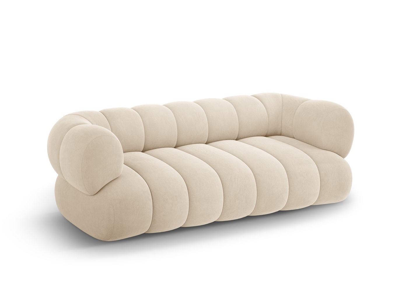 Cosmopolitan Design sammetssoffa, "Koge", 3-sits, 210 × 95 × 70 cm, Vogue, svarta plastben