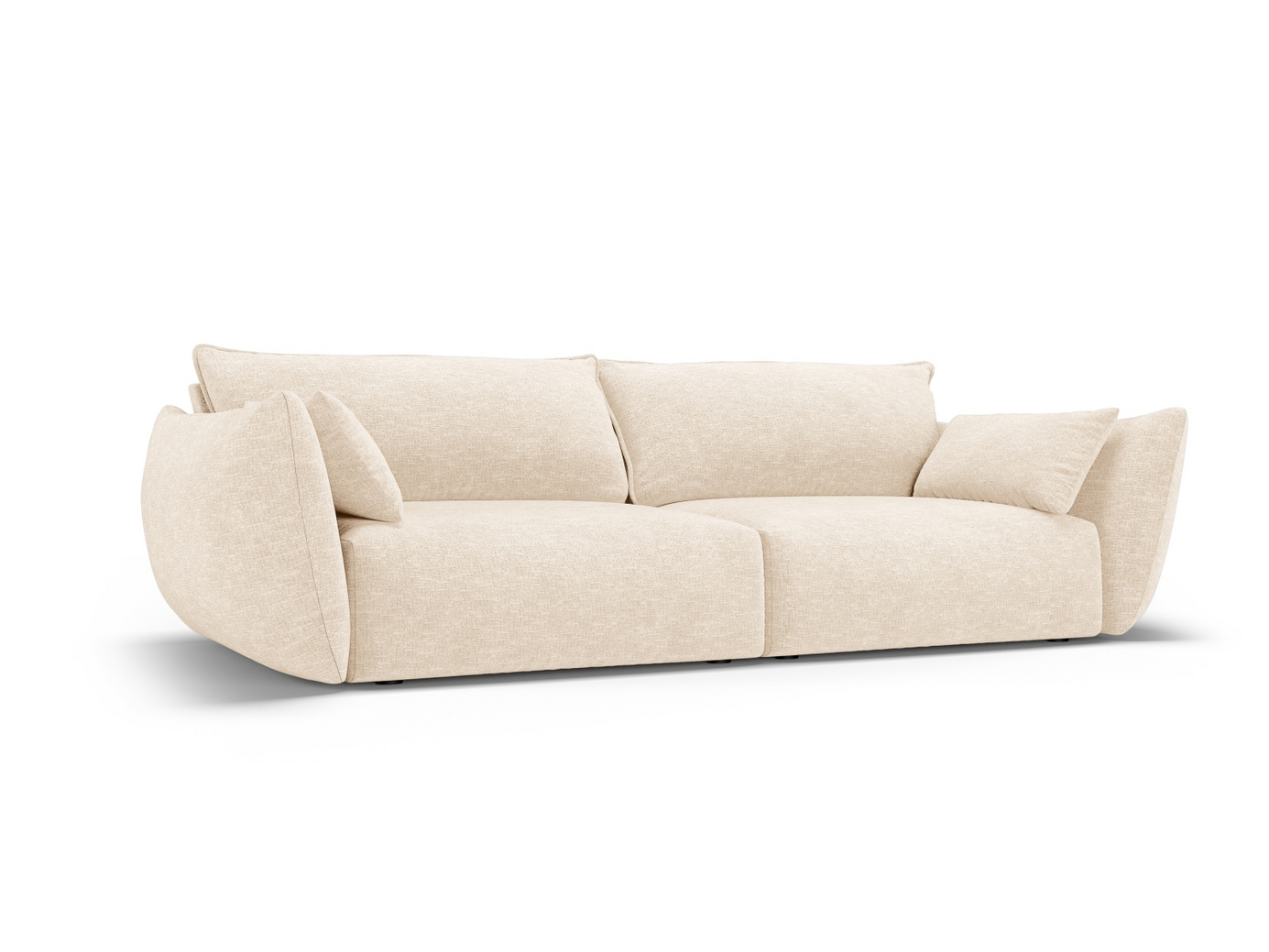 Cosmopolitan Design soffa, "Matera", 3-sits, 208 × 110 × 85 cm, Haga, svarta plastben
