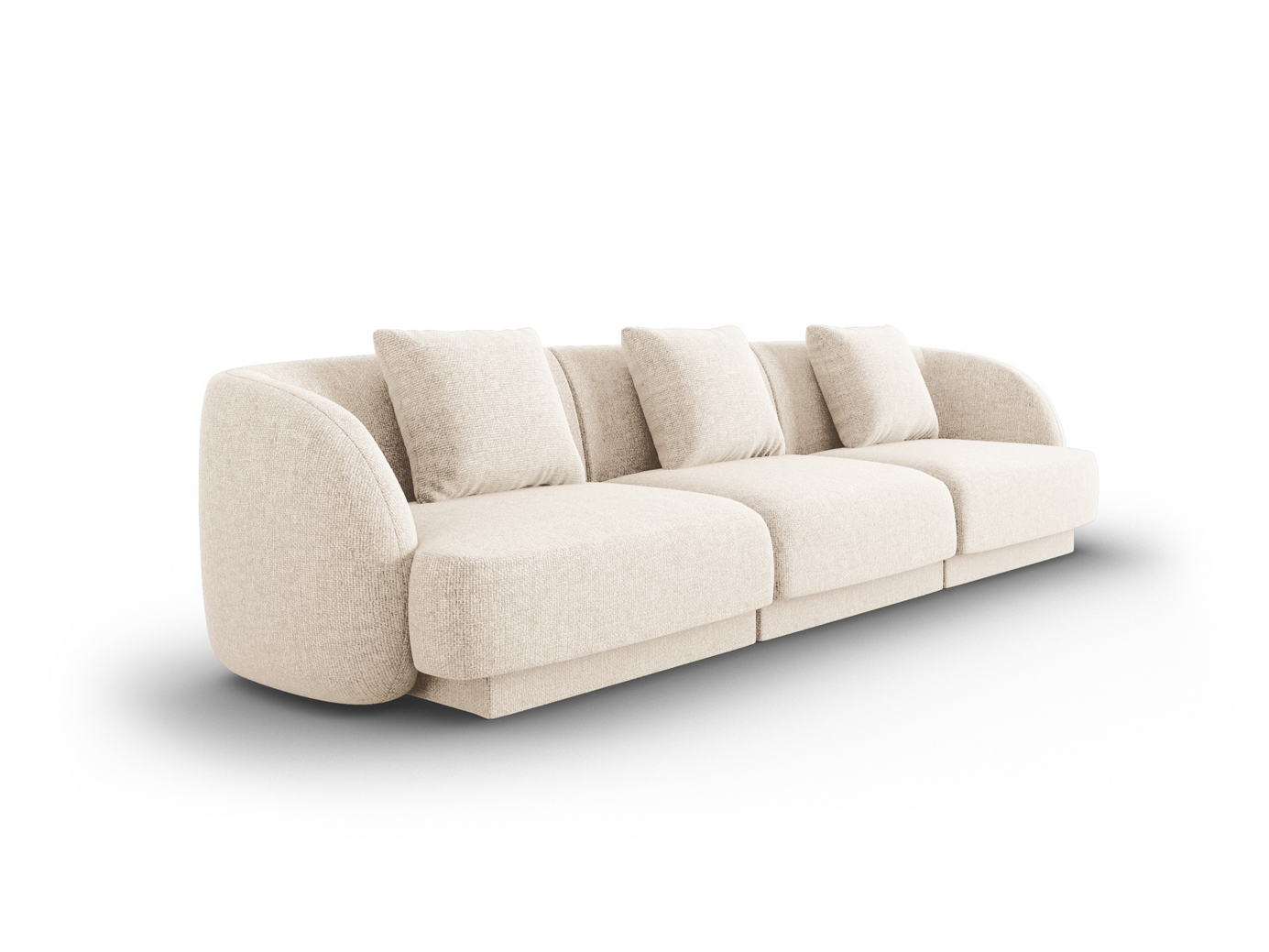 Cosmopolitan Design soffa, "Tulum", 3-sits, 255 × 90 × 70 cm, Haga, svarta plastben