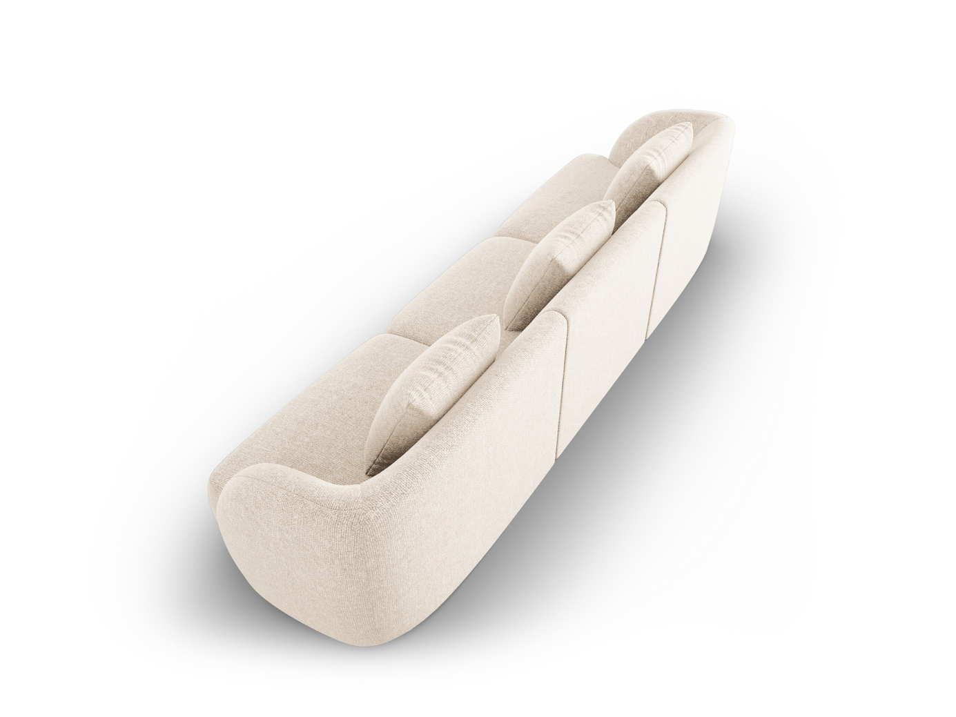Cosmopolitan Design soffa, "Tulum", 3-sits, 255 × 90 × 70 cm, Haga, svarta plastben